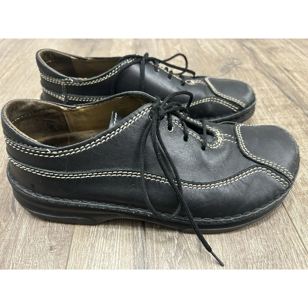 Birkenstock Lace Up Oxford Shoes Black Leather EU 40 US 7 Men ( Women 9)